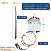 1/4" diameter and 24" capillary