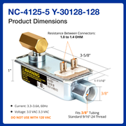 Technical diagram of a electrical connector with dimensions and specifications 