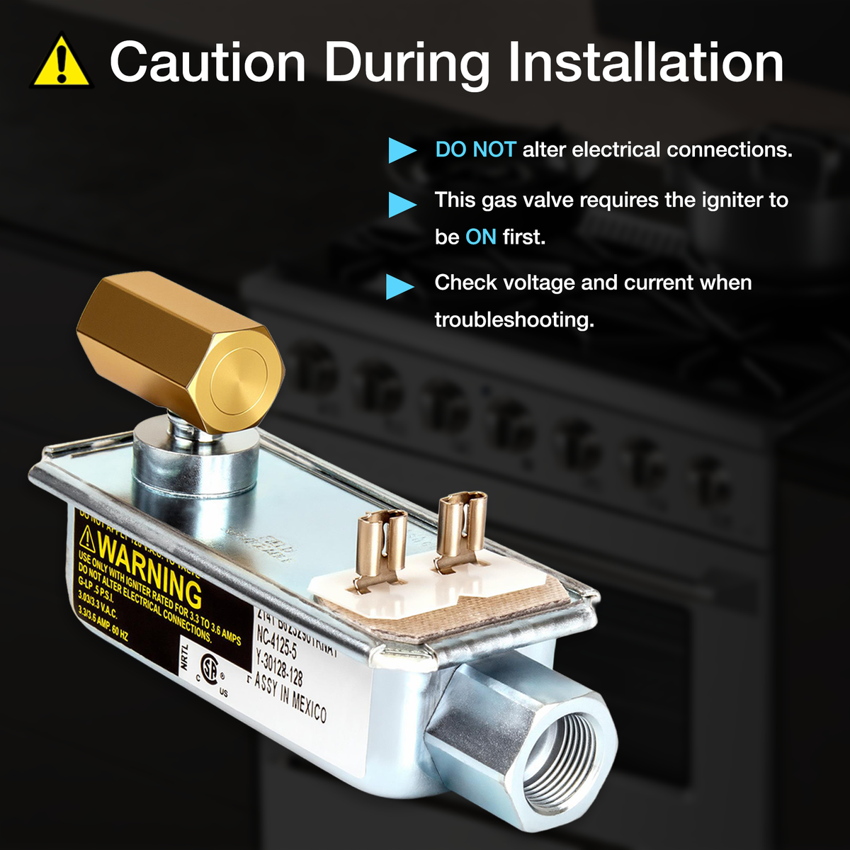Gas valve with installation instructions 