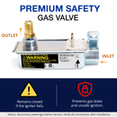 Premium safety gas valve with labeled parts and safety features 