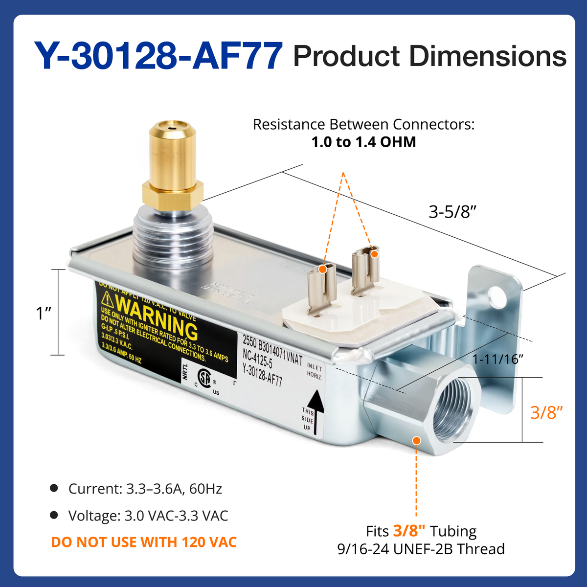 Technical diagram of a valve component with dimensions and specifications 