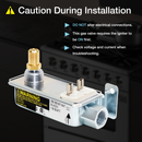 Gas valve with installation instructions on a dark background