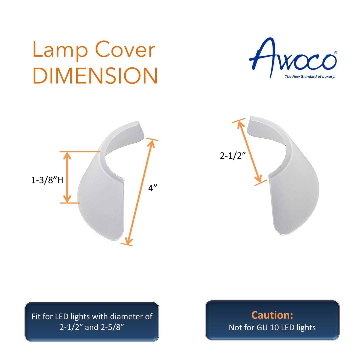 Lamp cover dimension 2-1/2" and 2-5/8"