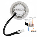 Positive on square (+12V DC) and negative on circle (-)