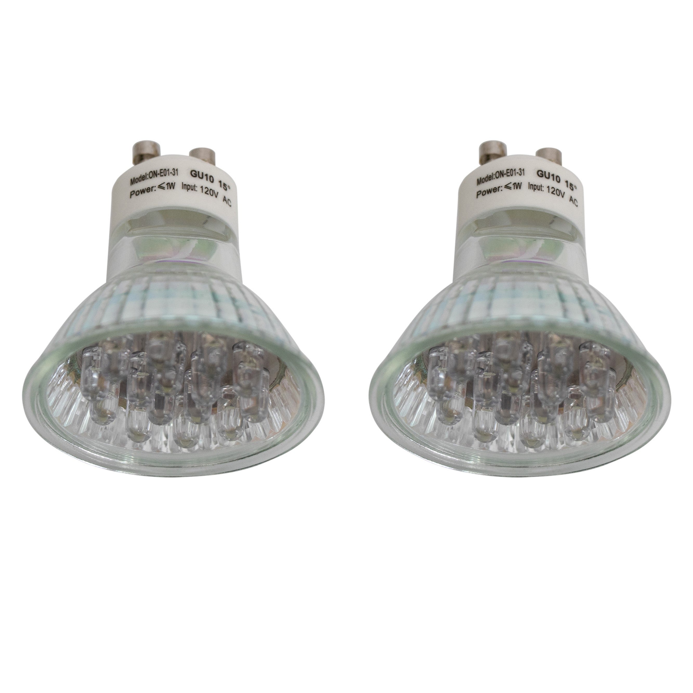 Two GU10 LED light bulbs 