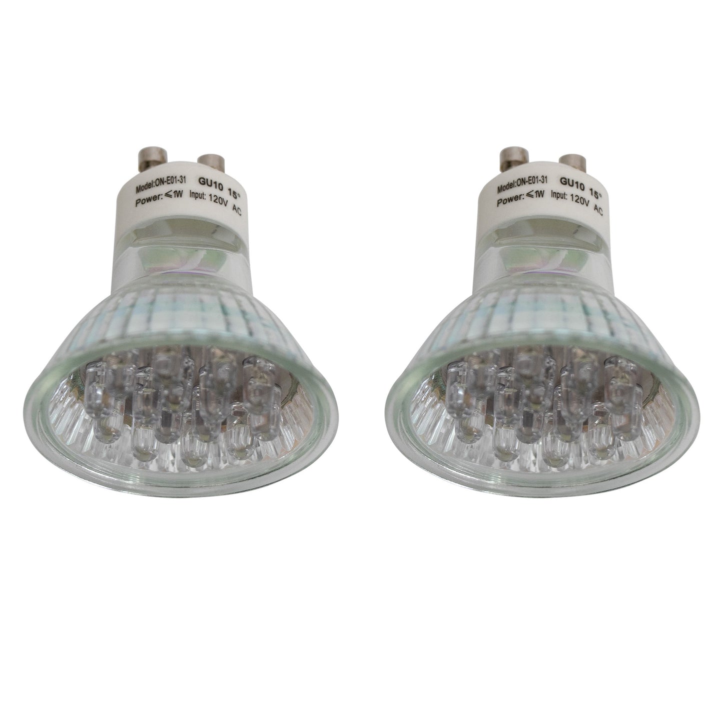 Two GU10 LED light bulbs 