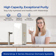 Waterdrop X14 Black Tankless Reverse Osmosis System | 1400 GPD | 11-Stage Filtration | UV Sterilization | Alkaline Mineral Technology | Smart Faucet | NSF/ANSI 42, 58 & 372 Certified