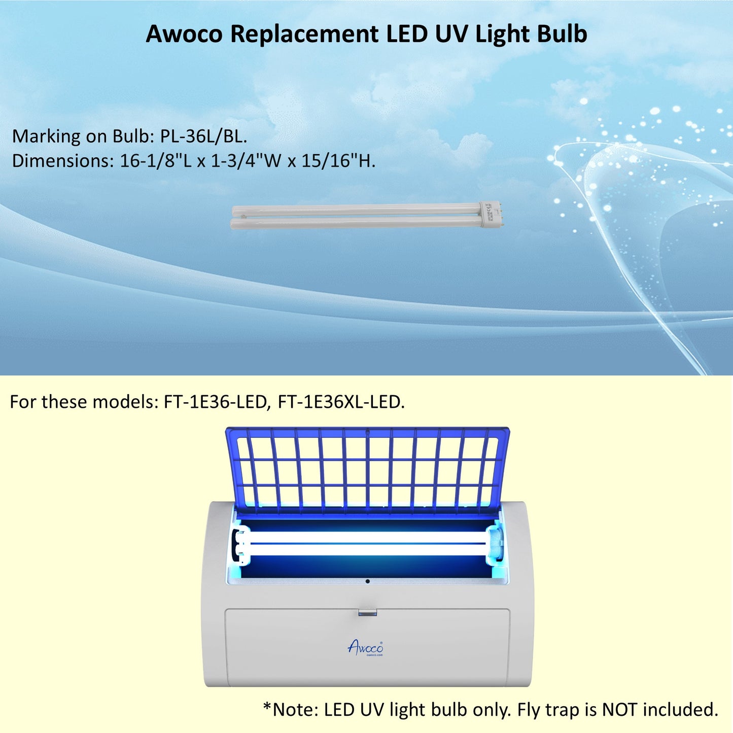 LED TUBE PL-36L 13 W LED UV Light Bulb for Wall Mount Sticky Fly Trap Lamp FT-1E36-LED