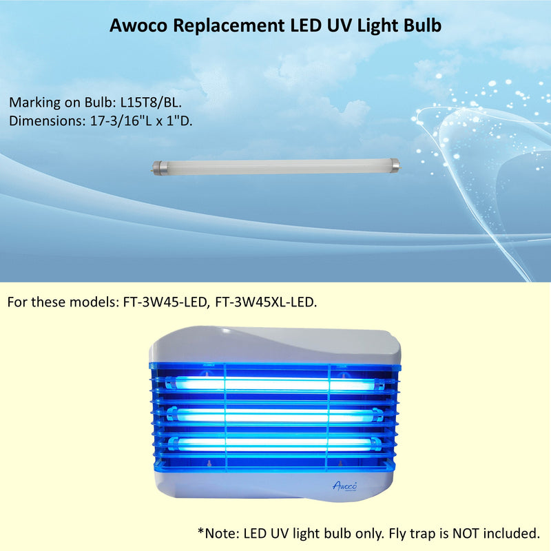 LED TUBE L15T8/BL 5 W LED UV Light Bulb for Wall Mount Sticky Fly Trap Lamp FT-3W45-LED