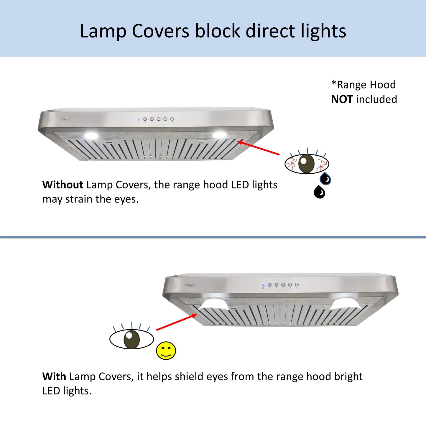 Awoco RH-LampCover LED Light Lamp Covers for 2-1/2” or 2-5/8” Diameter LED Lights