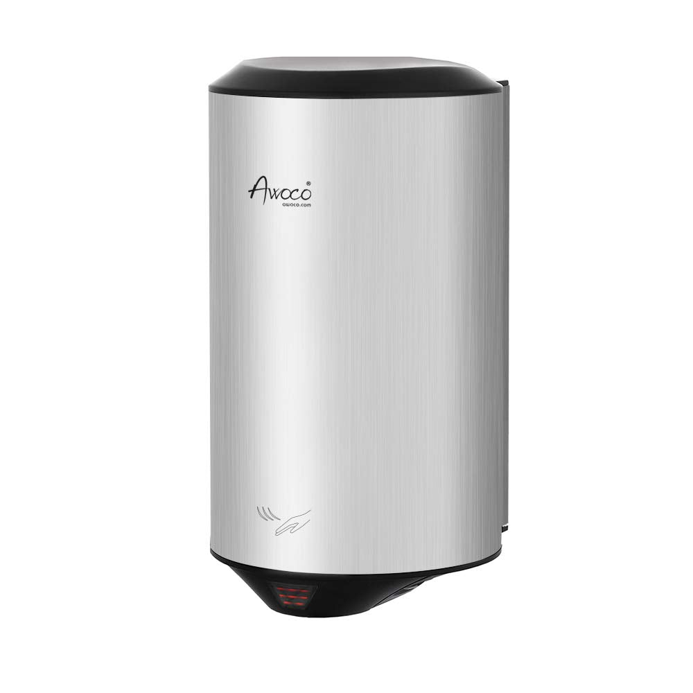 Awoco Round 1350W 120V Stainless Steel Automatic High Speed Commercial Hand Dryer, UL Certified