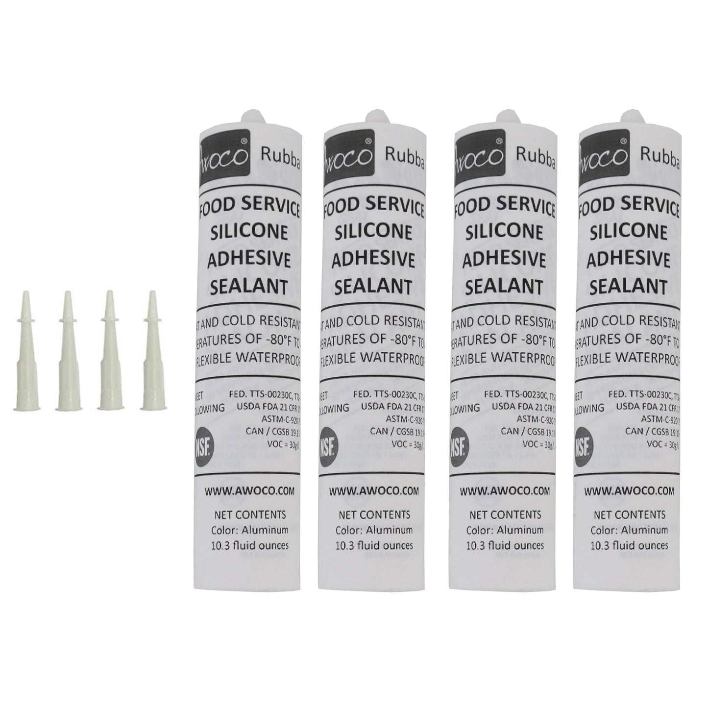 Awoco NSF Food Service Silicone Adhesive Sealant Heat/Cold Resistant -80°F to 400°F Flexible Waterproof (Aluminum)