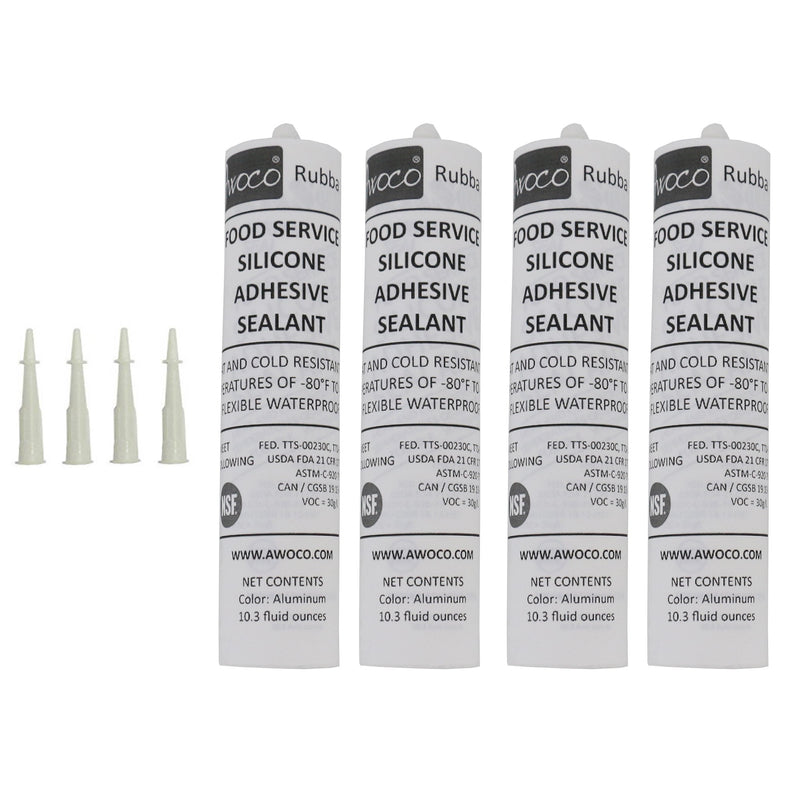 Awoco NSF Food Service Silicone Adhesive Sealant Heat/Cold Resistant -80°F to 400°F Flexible Waterproof (Aluminum)