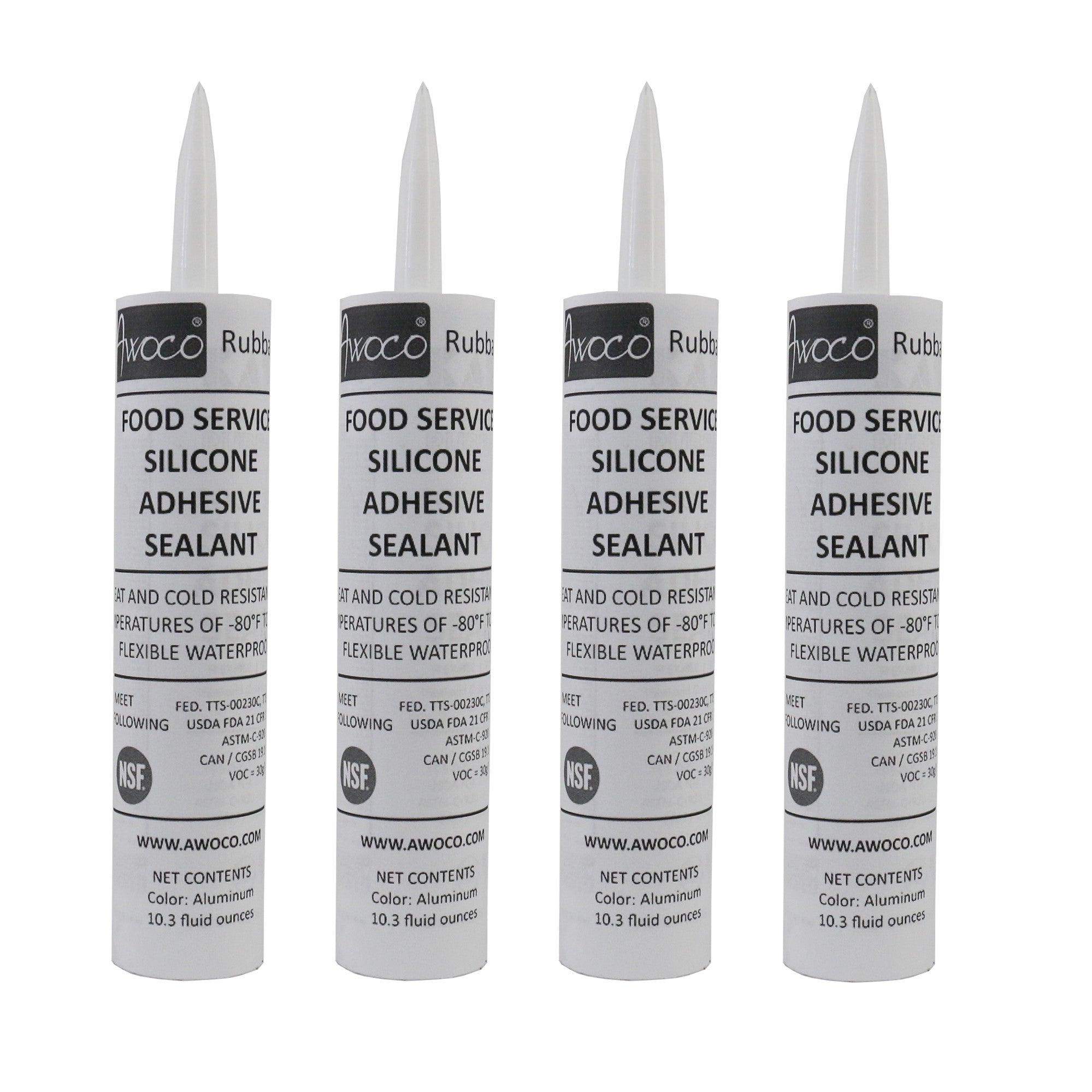 Awoco NSF Food Service Silicone Adhesive Sealant Heat/Cold Resistant -80°F to 400°F Flexible Waterproof (Aluminum)