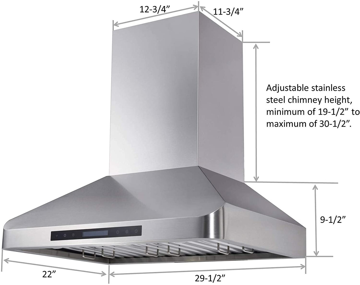 Combo Awoco 30” Freestanding 4 Burners Range with 30'' RH-WT-30 Wall Mount Range Hood