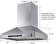 Combo Awoco 30” Freestanding 4 Burners Range with 30'' RH-WT-30 Wall Mount Range Hood