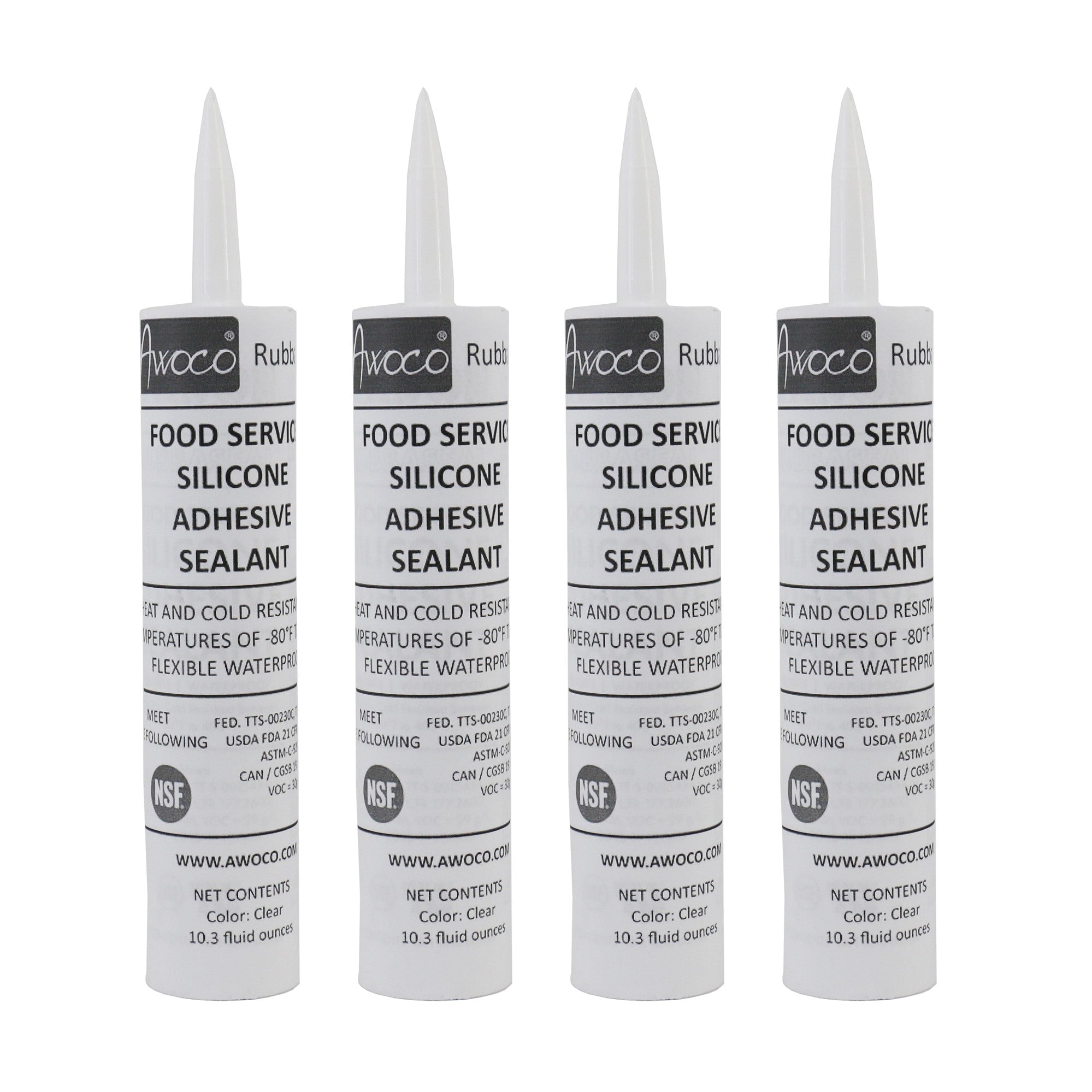 Awoco NSF Food Service Silicone Adhesive Sealant Heat/Cold Resistant -80°F to 400°F Flexible Waterproof (Clear)