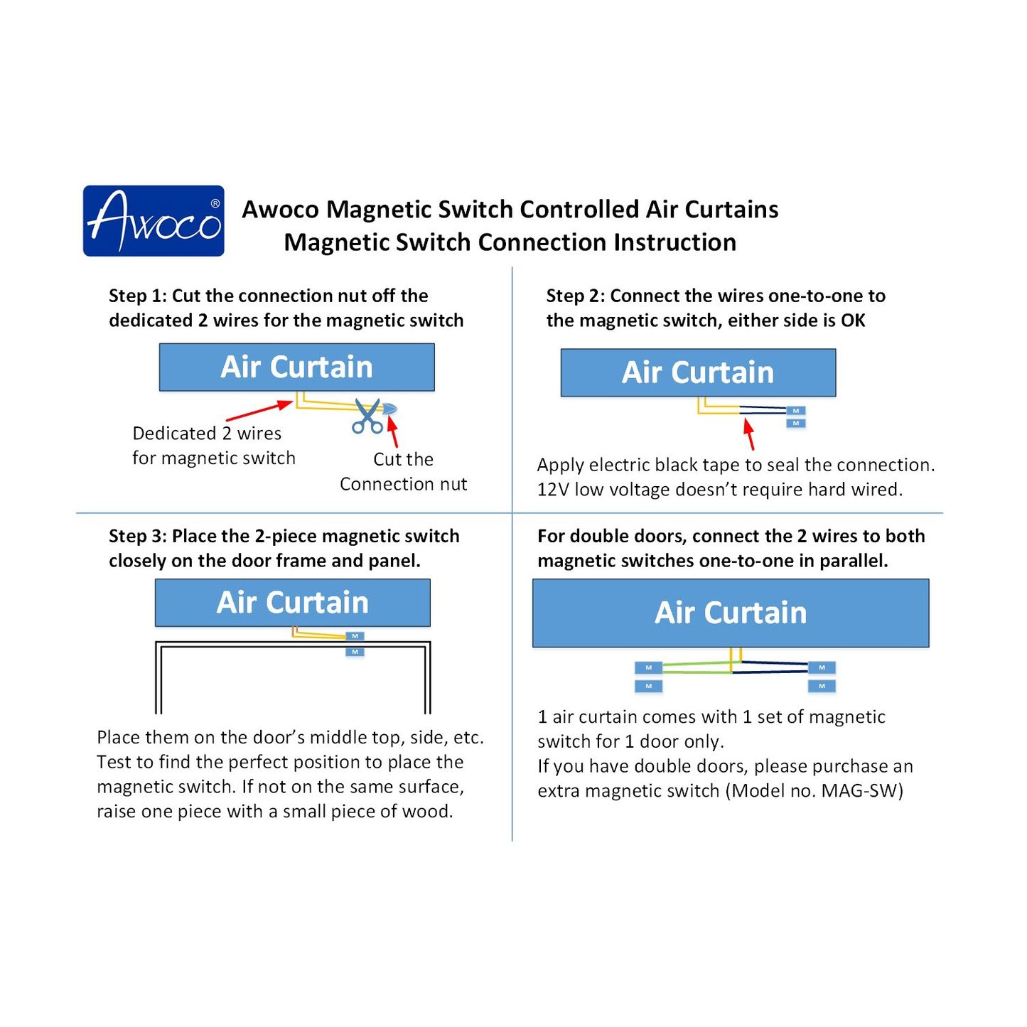 Awoco FM15-ETL Super Power 1 Speed Commercial Indoor Air Curtain, UL Certified, 120V Unheated, ETL Sanitation Listed