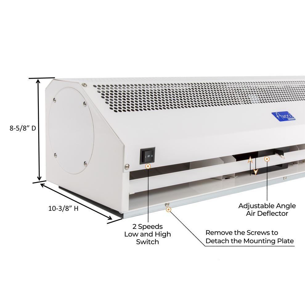 Awoco FM15-MDO Adjustable Turn-On Delay Super Power 2 Speeds Commercial Indoor Air Curtain, UL Certified, 120V Unheated