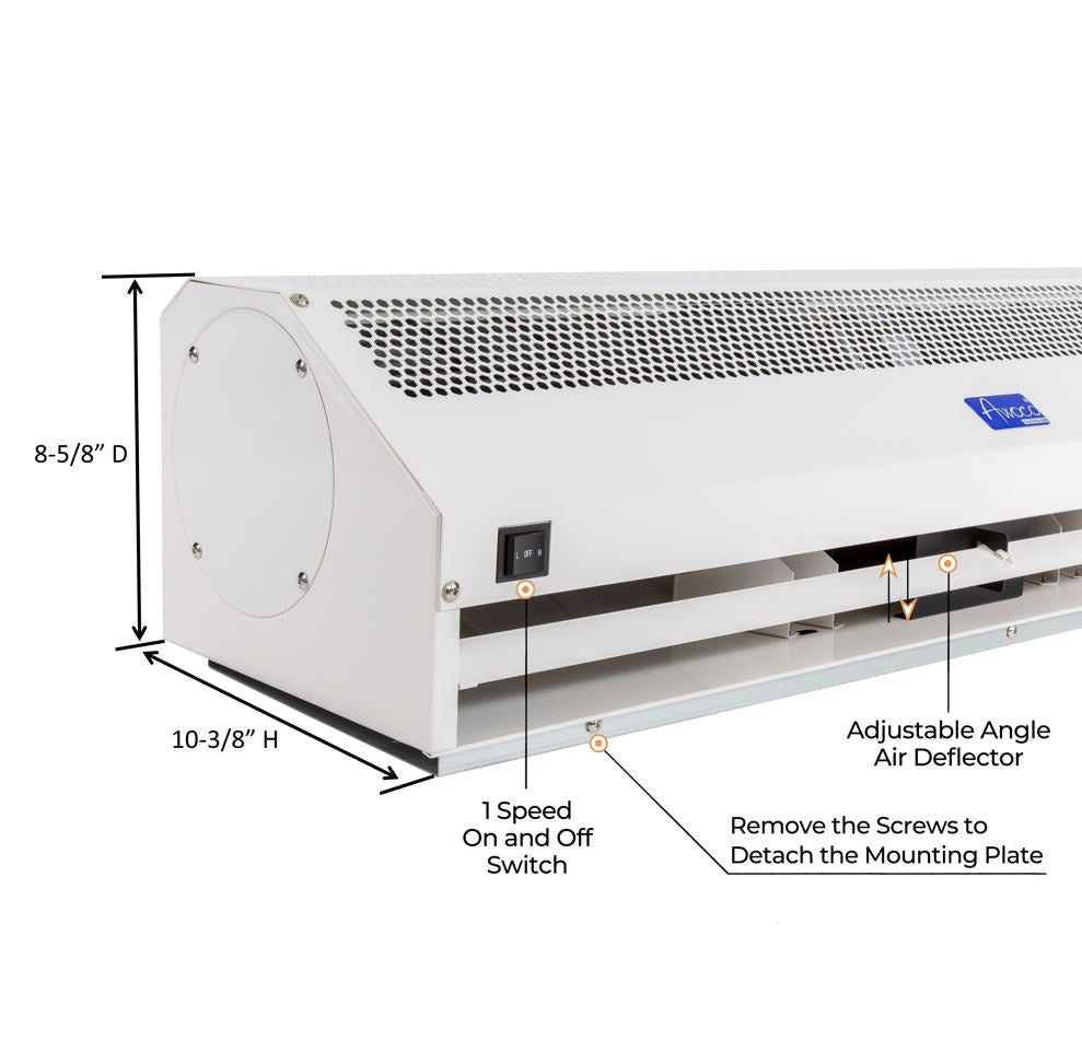 Awoco FM15-ETL Super Power 1 Speed Commercial Indoor Air Curtain, UL Certified, 120V Unheated, ETL Sanitation Listed