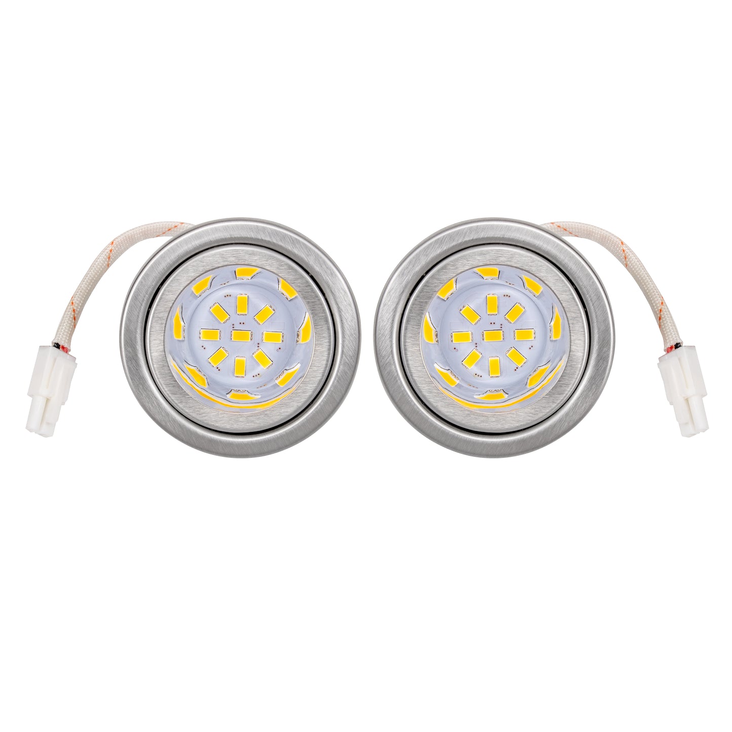 [2-5/8" Folded Edge] 2 Pcs of 12VDC LED Lights ON-E01-14D for Range Hoods with Recessed Light Holes