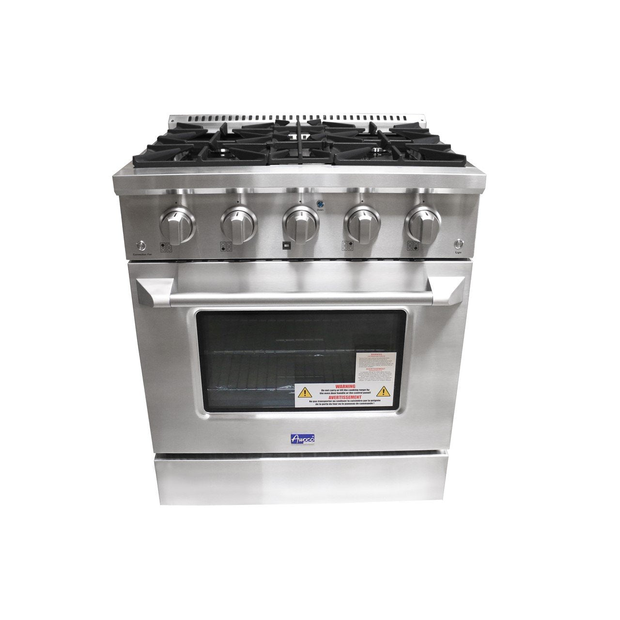 Awoco 30” Freestanding 4 Burners Range with 3.5 cu ft. Convection Oven and 2 Racks