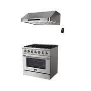 Combo Awoco 36” Freestanding 6 Burners Range with 36'' RH-S10-36E Under Cabinet Range Hood