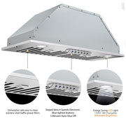 RH-BQ-DTLS Ductless Range Hood Insert with electronic buttons, led light, and baffle filter