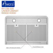 RH-C06-A 30 inch Under Cabinet Range Hood with 20 inch External Oil Collector