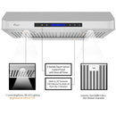 RH-C06-A 30 inch Under Cabinet Range Hood with 2 Levels LED lights and dish washer baffle filter