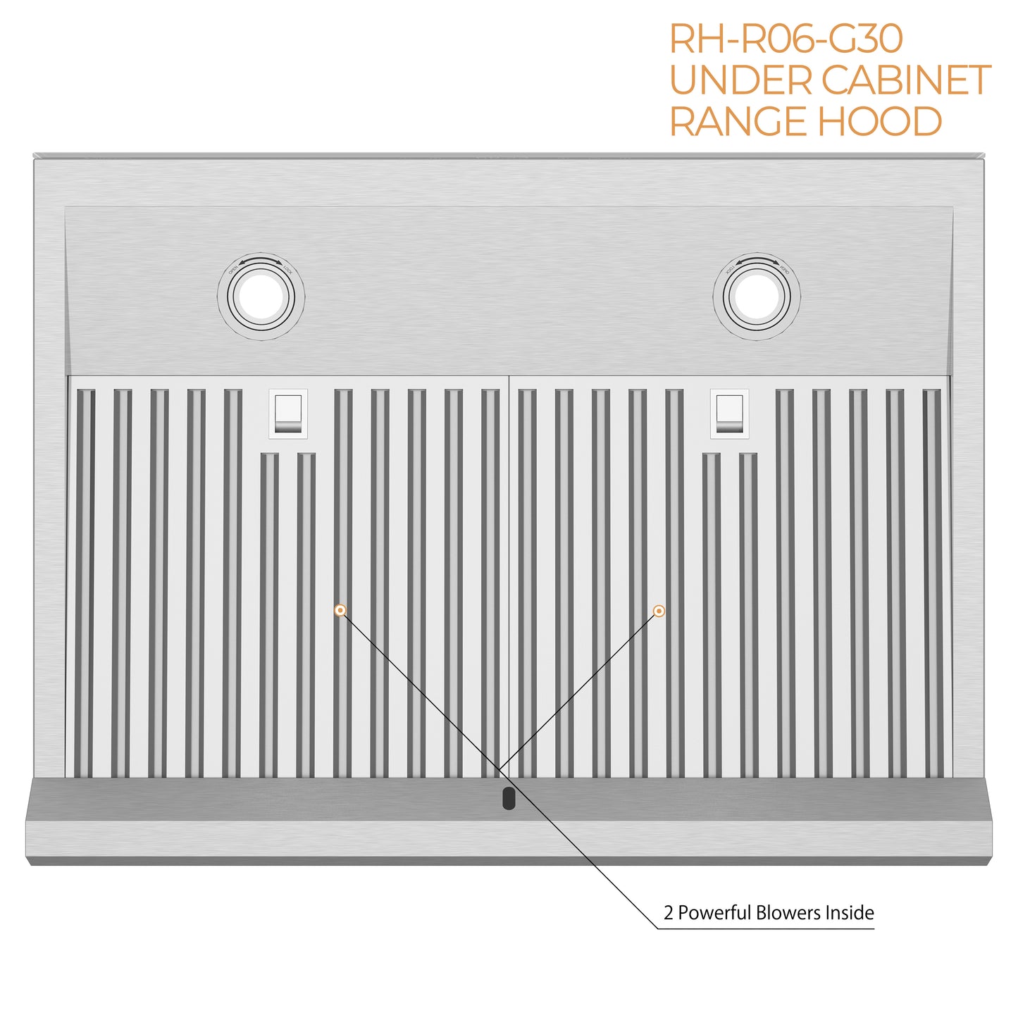 RH-R06-G30 Under Cabinet Range Hood with 2 Powerful Blower inside and oil collector 