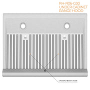 RH-R06-G30 Under Cabinet Range Hood with 2 Powerful Blower inside and oil collector 