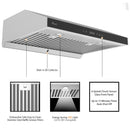 30 Inch Under Cabinet Range Hood with Dishwasher safe Baffle Filter & GU10 LED light