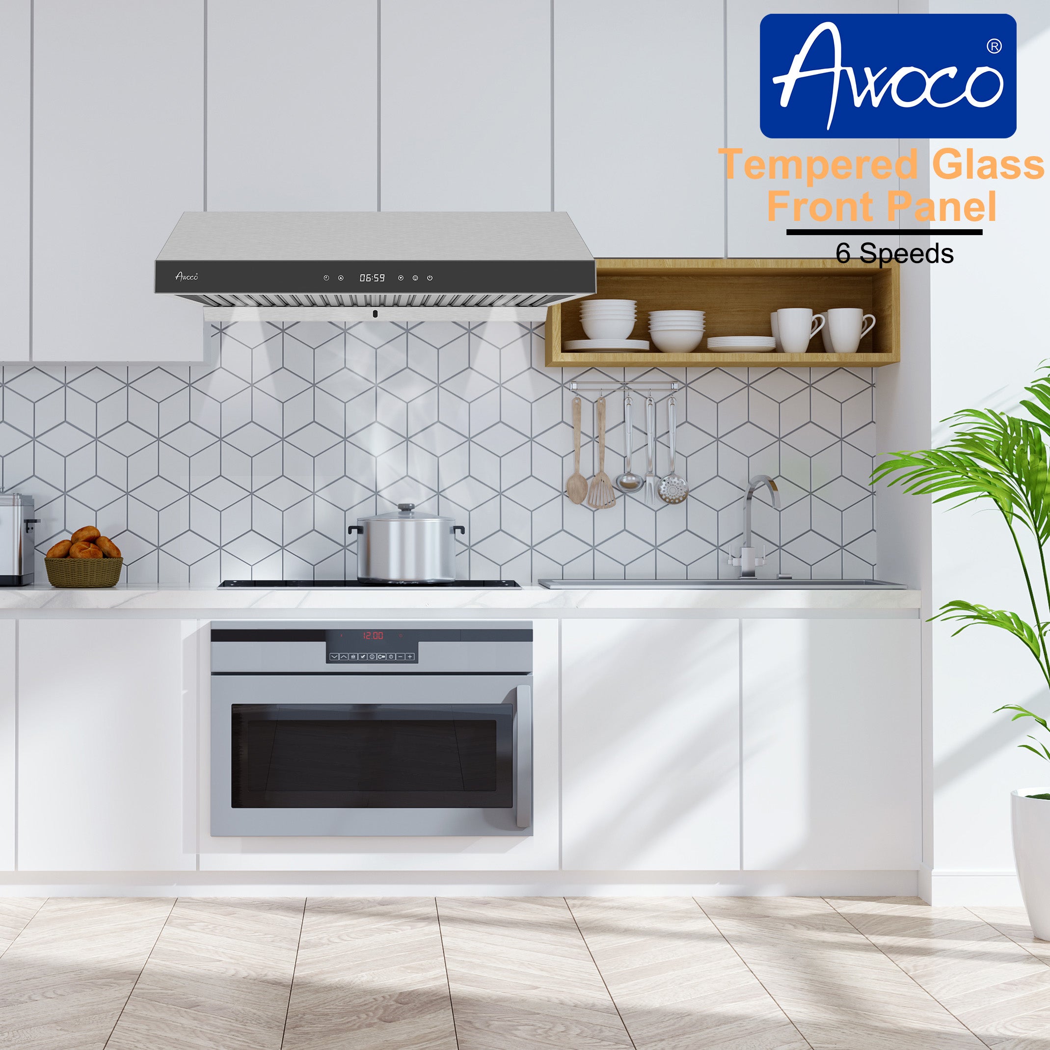 30 Inch Under Cabinet Range Hood with 6 Speeds powerful suction 