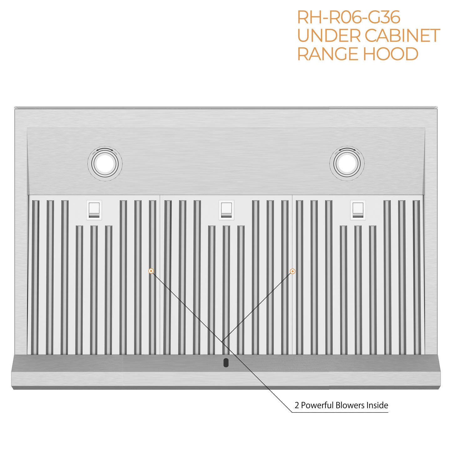 RH-R06-G36 Under Cabinet Range Hood with 2 Powerful Blower inside and oil collector 