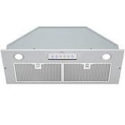 Awoco RH-BQ-MESH 11-3/4"D Built-in Insert Stainless Steel Range Hood for Wood Hoods, 4 Speeds, 6” Round Top Vent, 600CFM, LED Lights & Mesh Filters