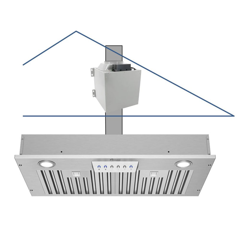 Awoco 36” Island Mount 43”H Stainless Steel Range Hood 4 Speeds, 6” Round  Top Vent 900CFM 4 LED Lights & Remote Control (RH-WQ-36) – Haus Ideas