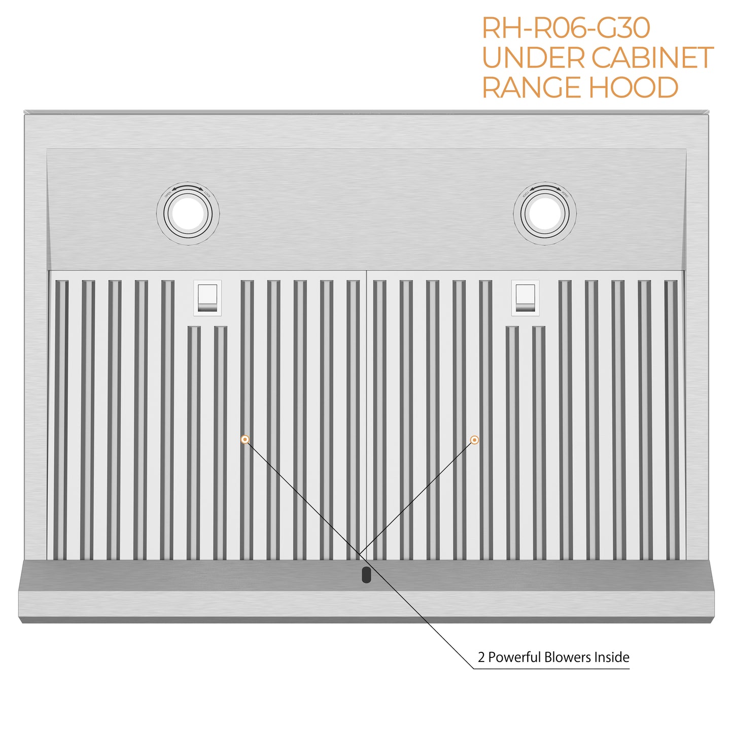 Awoco RH-R06-G Stainless Steel Under Cabinet 6 Speeds 900 CFM Range Hood with Tempered Glass Touch Panel, LED Lights, Baffle Filters and Oil Collector, 7" High