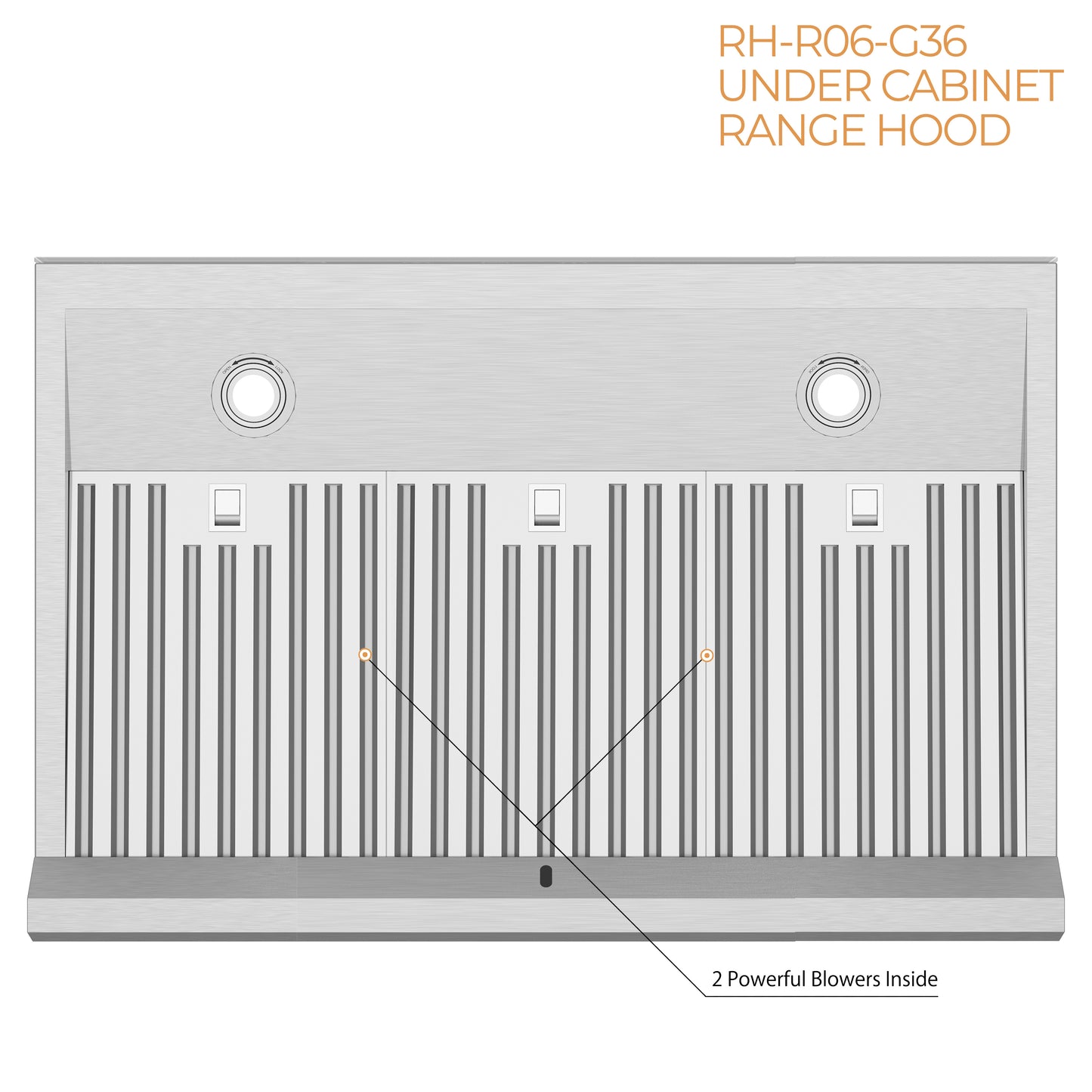 Awoco RH-R06-G Stainless Steel Under Cabinet 6 Speeds 900 CFM Range Hood with Tempered Glass Touch Panel, LED Lights, Baffle Filters and Oil Collector, 7" High