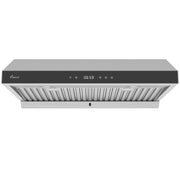 Awoco RH-R06-G Stainless Steel Under Cabinet 6 Speeds 900 CFM Range Hood with Tempered Glass Touch Panel, LED Lights, Baffle Filters and Oil Collector, 7" High