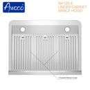 Awoco RH-S10-E Under Cabinet Supreme 10” High Stainless Steel Range Hood, 4 Speeds, 8” Round Top Vent, 1000CFM, with Remote Control