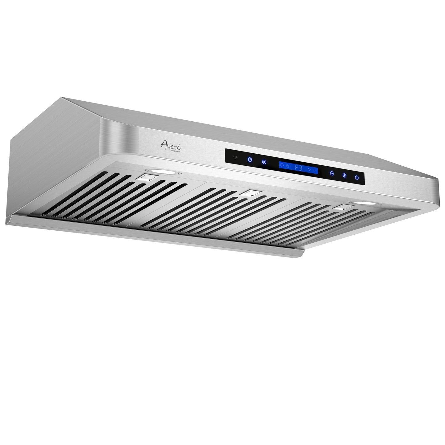 Awoco RH-S10-S Under Cabinet Supreme 7” High Stainless Steel Range Hood, 4 Speeds, 8” Round Top Vent, 1000CFM, with Remote Control