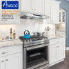 Awoco RH-S10-S Under Cabinet Supreme 7” High Stainless Steel Range Hood, 4 Speeds, 8” Round Top Vent, 1000CFM, with Remote Control