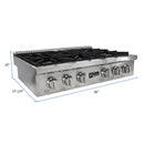 Awoco Professional 36” Stainless Steel NG / LPG Convertible Gas Rangetop with 6 Sealed Burners