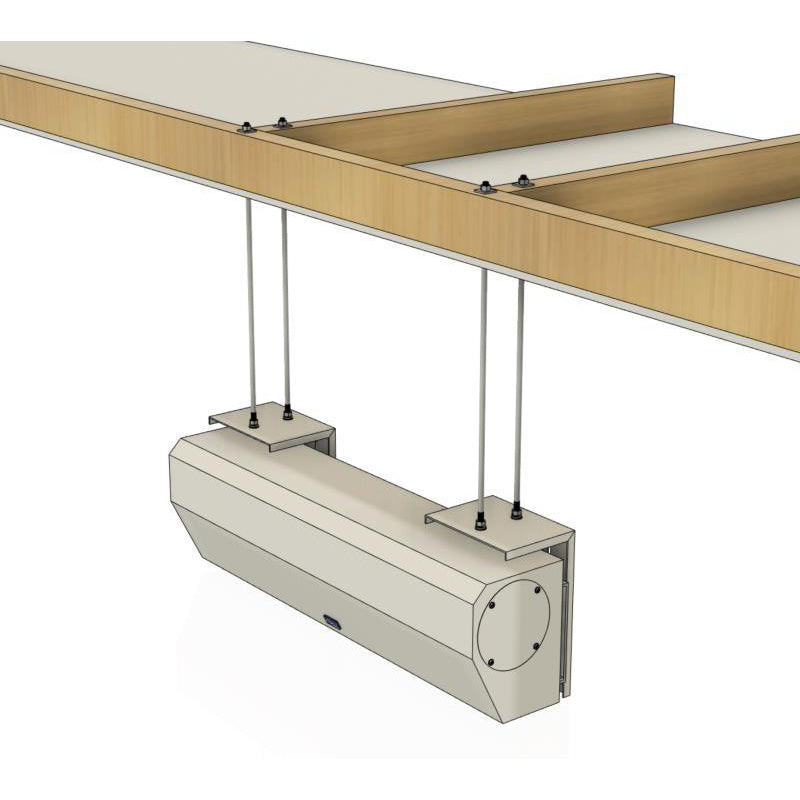 Awoco Air Curtain mounting brackets illustration showing the attachment of a air curtain to a mounting structure.