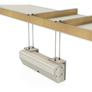 Awoco Air Curtain mounting brackets attached to a ceiling, with the curtain device itself displayed below.