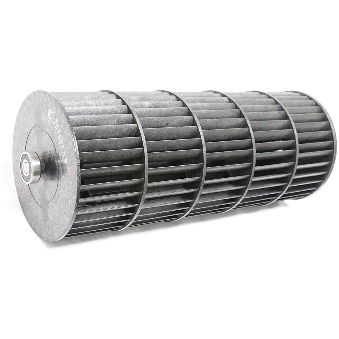 A replacement fan wheel for an Awoco air curtain, with metal blades and a central attachment hub.