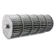 A replacement fan wheel for an Awoco air curtain, with metal blades and a central attachment hub.