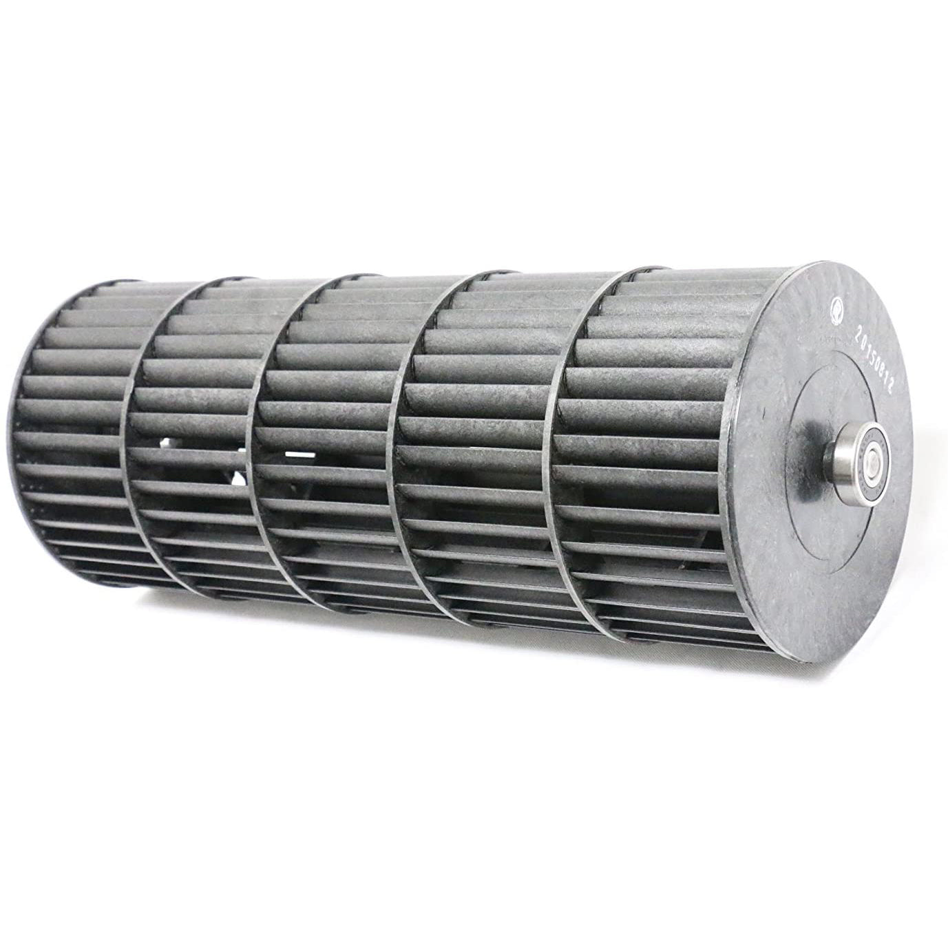 A replacement fan wheel for an Awoco air curtain, with metal blades and a central hub.