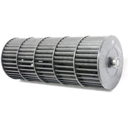A replacement fan wheel for an Awoco air curtain, with metal blades and a central hub.